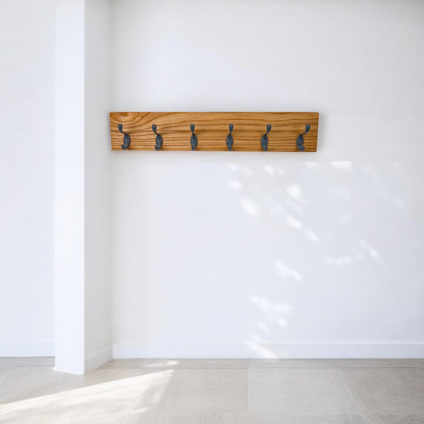 Solid Oak Wood Coat Rack