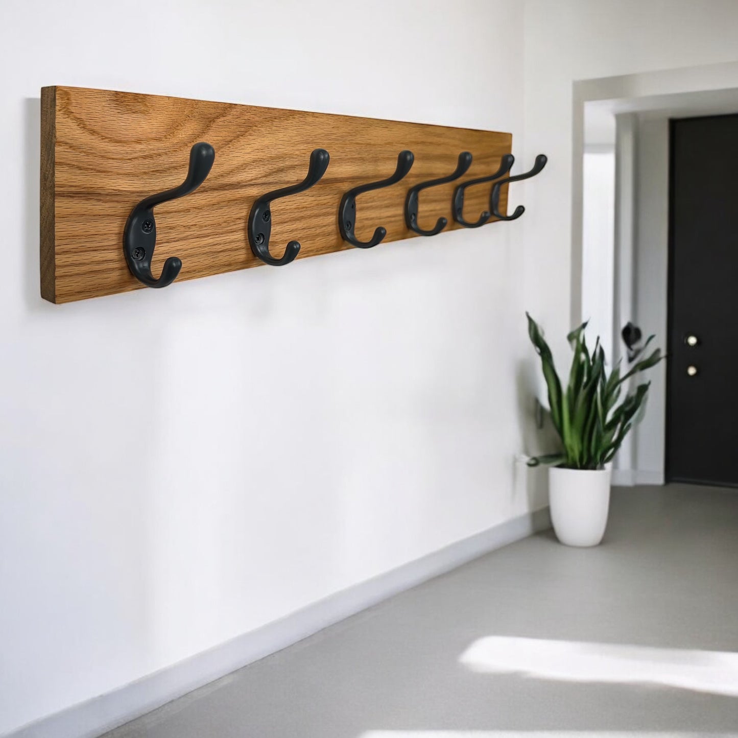 Solid Oak Wood Coat Rack