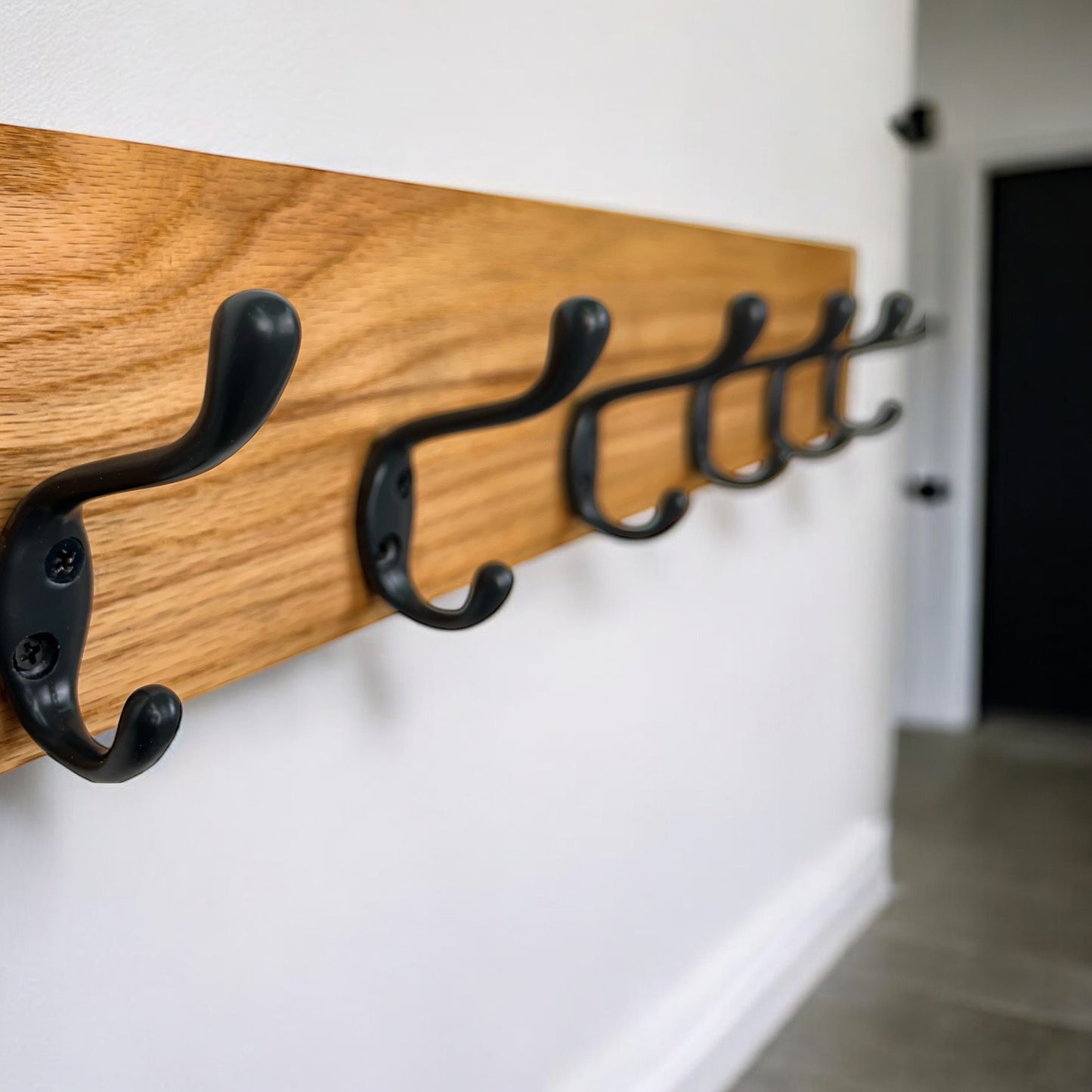 Solid Oak Wood Coat Rack