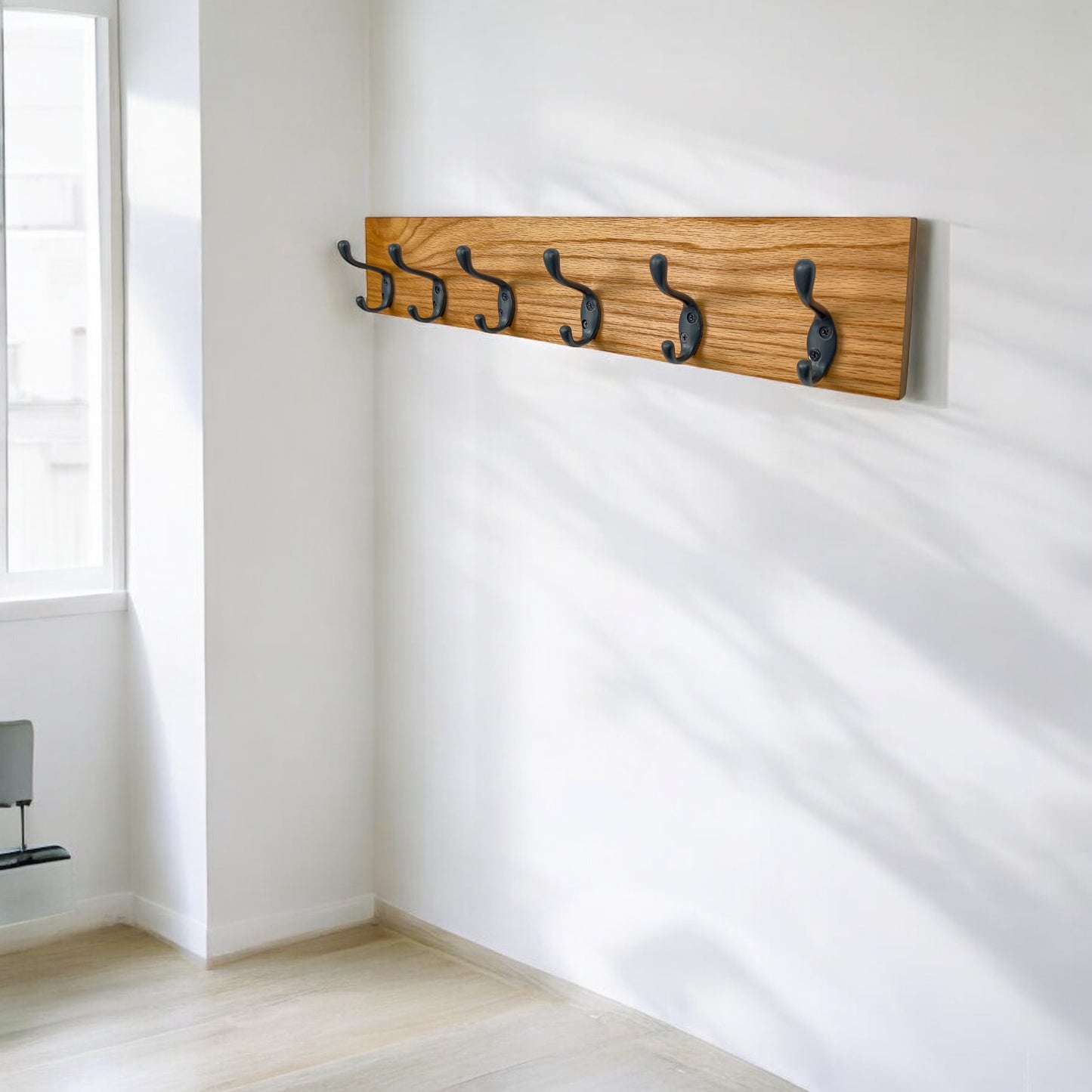 Solid Oak Wood Coat Rack