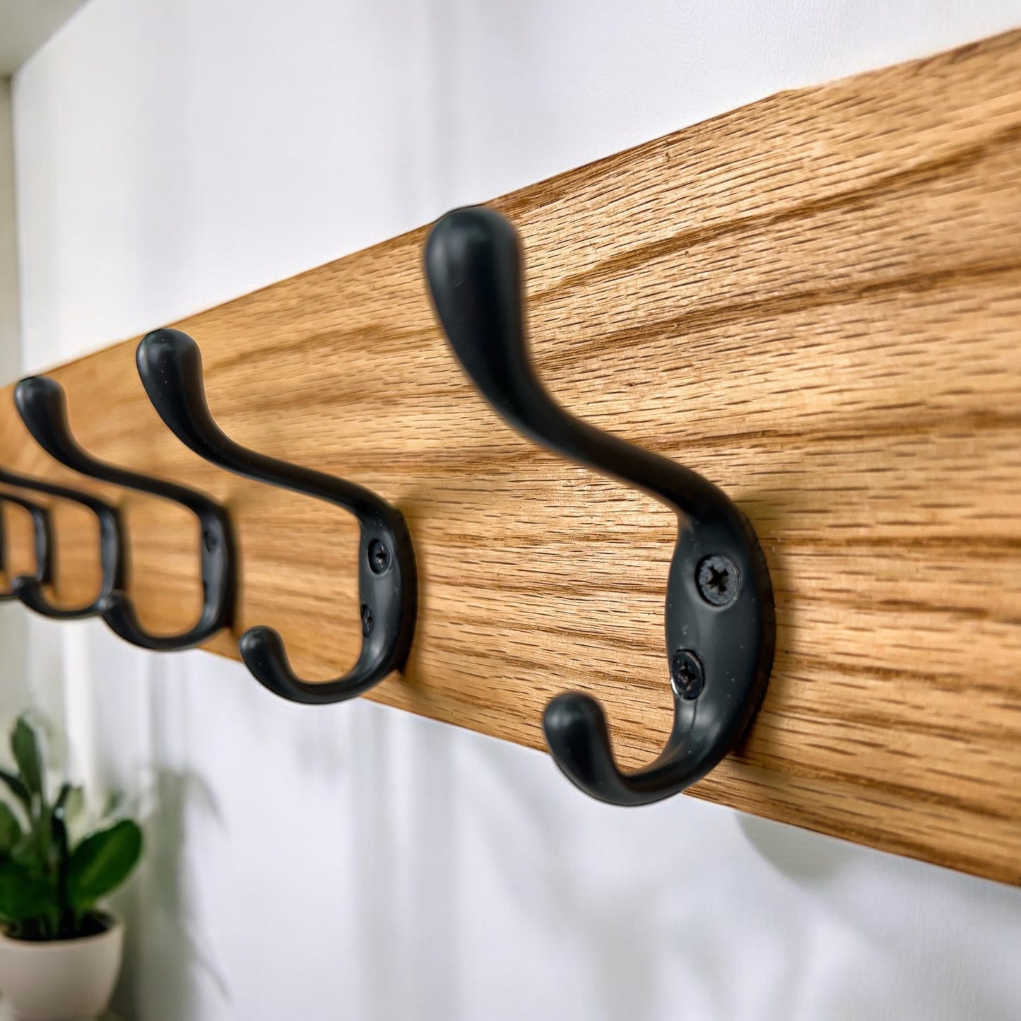 Solid Oak Wood Coat Rack