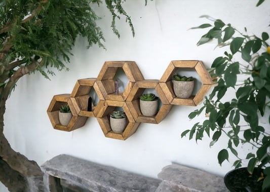 Mini Wood Hexagon Shelves