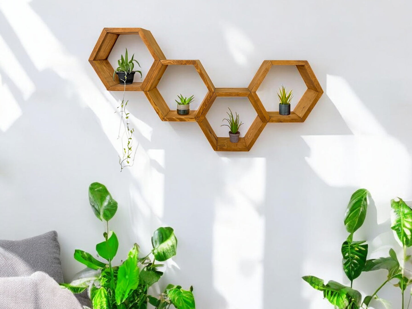 Hexagon Wall Shelves Set - 5.5'' Depth