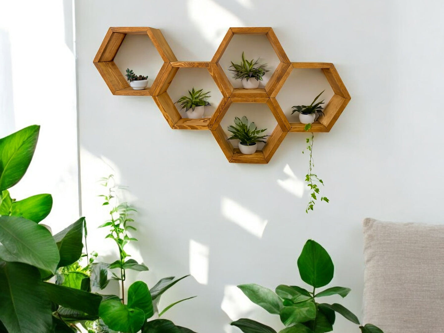 Hexagon Wall Shelves Set - 5.5'' Depth