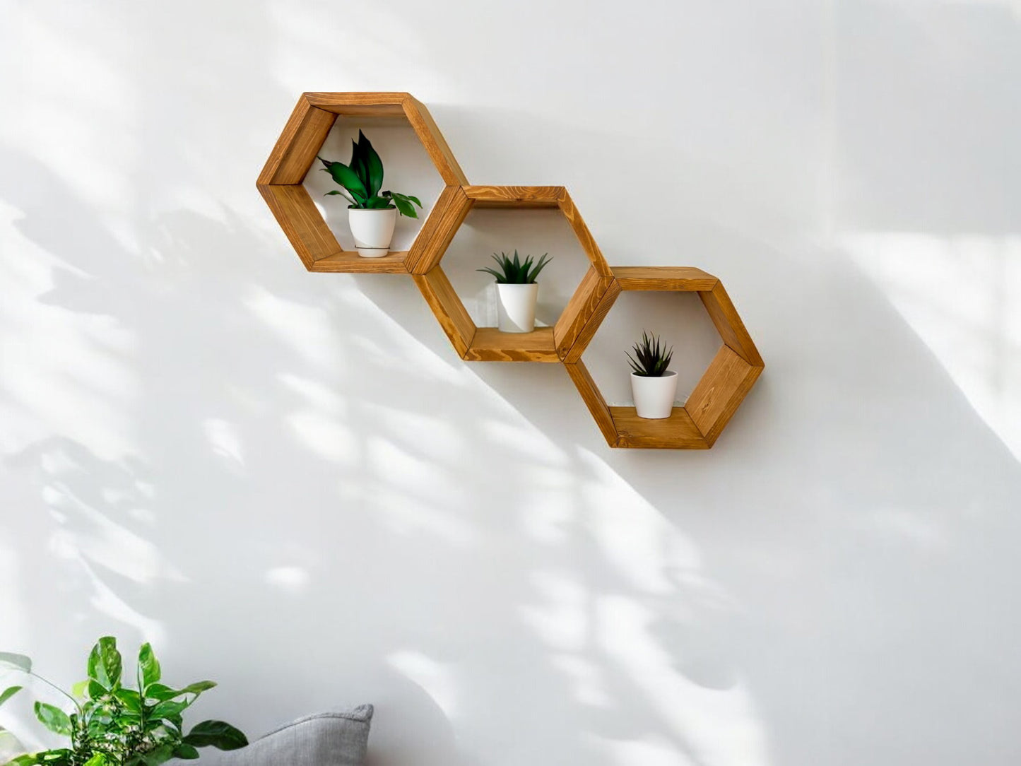 Hexagon Wall Shelves Set - 5.5'' Depth